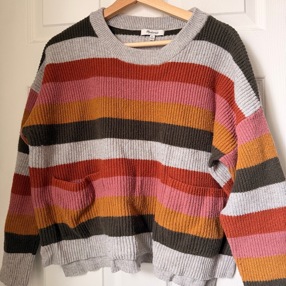 Madewell Colorful Striped Crew Neck Sweater